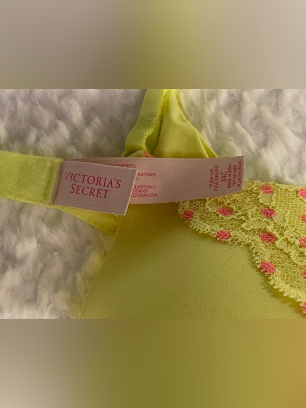 Victoria’s Secret neon yellow and hot pink push up bra size 34C - Picture 3 of 7